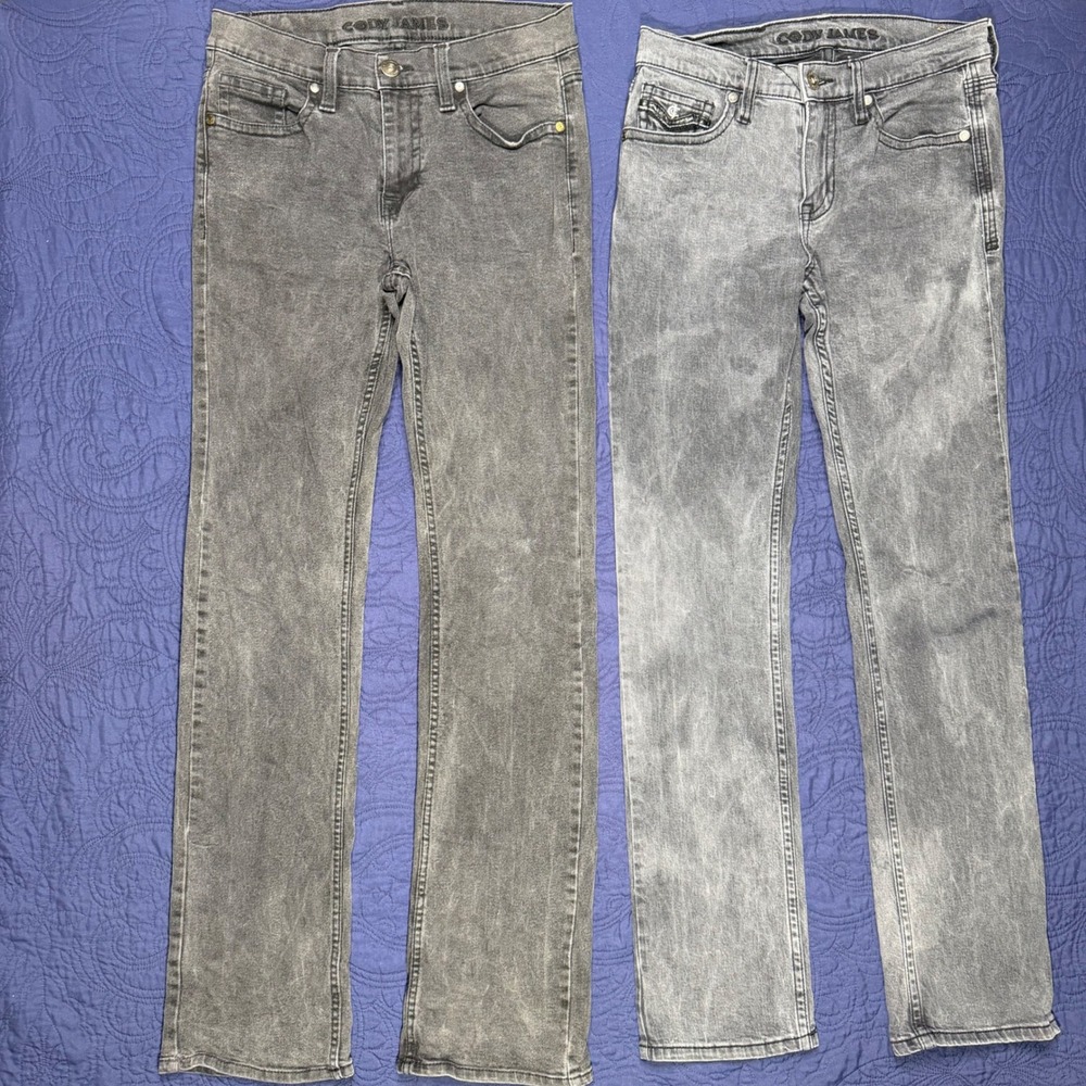 Lot Of 2 Y2K Cody James Mens Slim Straight Gray Jeans Bundle 30x34 Fade Read